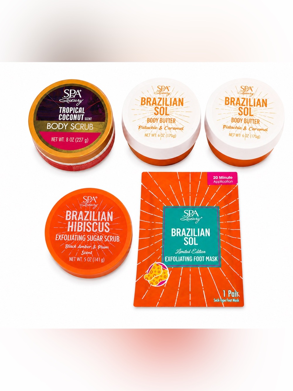 5 Piece Spa Luxury Brazilian Sol Body Care Set